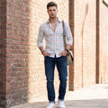 Full Sleeves Slim Fit Sky Dobby Structured Checks Shirt