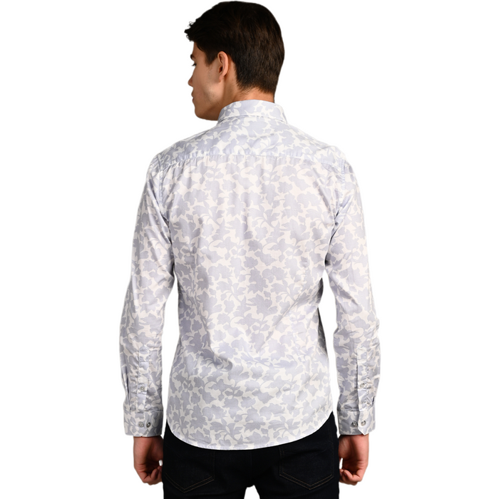 Full Sleeves Slim Fit Slate Grey All over Flower Print Shirt