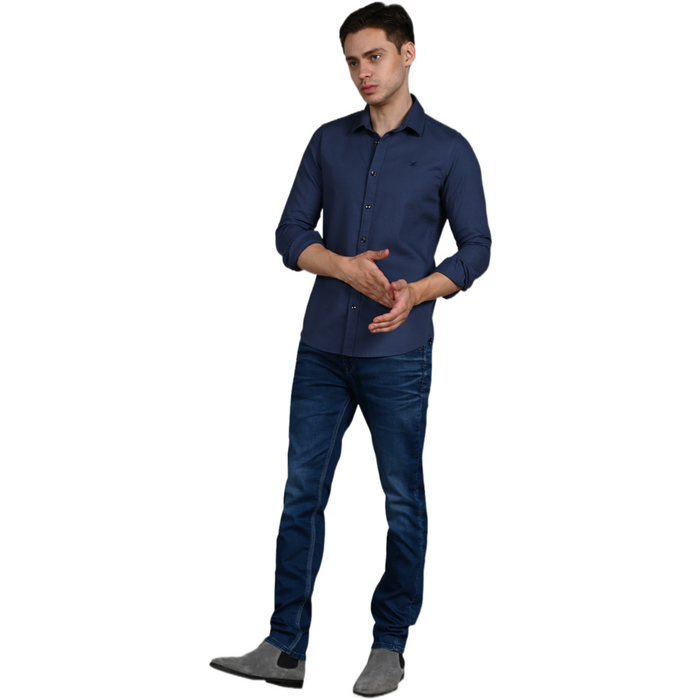 Full Sleeves Slim Fit Slate Grey Heavy Dobby Solid Shirt