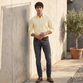 Full Sleeves Slim Fit Yellow Solid Oxford Shirt