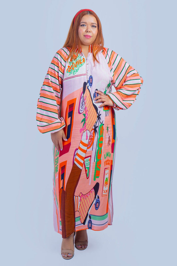 DCD DRESSES ONE SIZE Fun Time Vacation Cotton Caftan