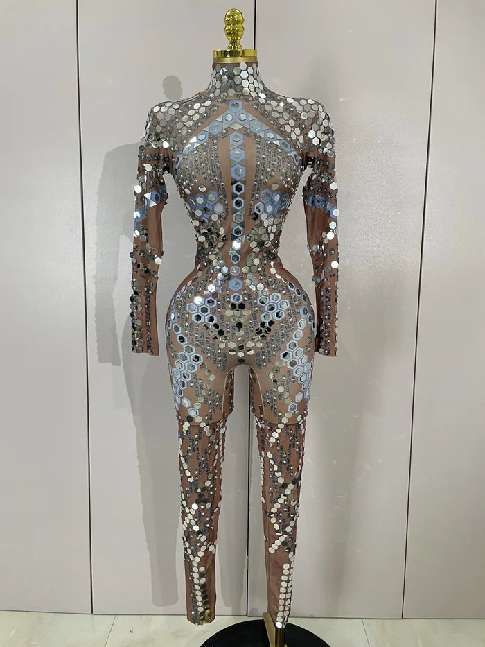 Gemini luxury shiny jumpsuit for women party night out statement outfit