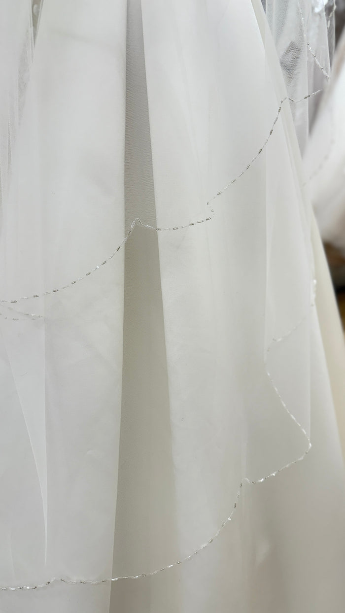 Gemma Two Tier Scallop Edge with Beads Veil - Accessory - Dreamtime