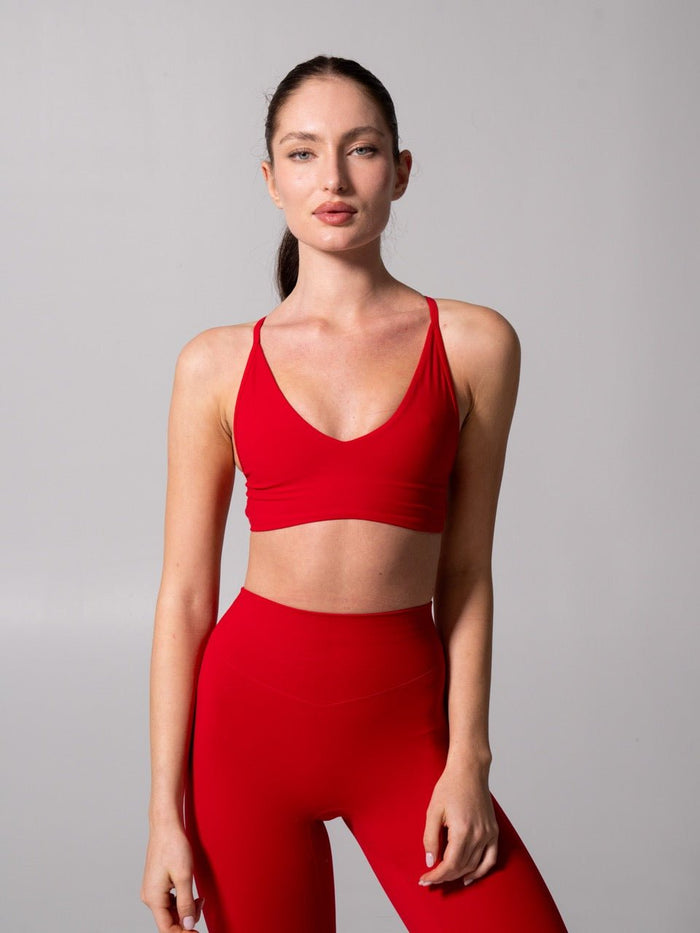Girlfriend Reversible Sports Bra - Lipstick Red and Miami Vice
