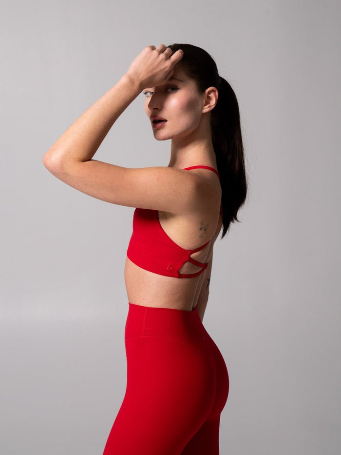 Girlfriend Reversible Sports Bra - Lipstick Red and Miami Vice