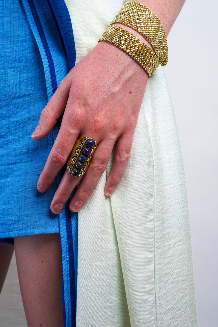 Private Label RINGS Blue Gold Blue 5 Balls Ring
