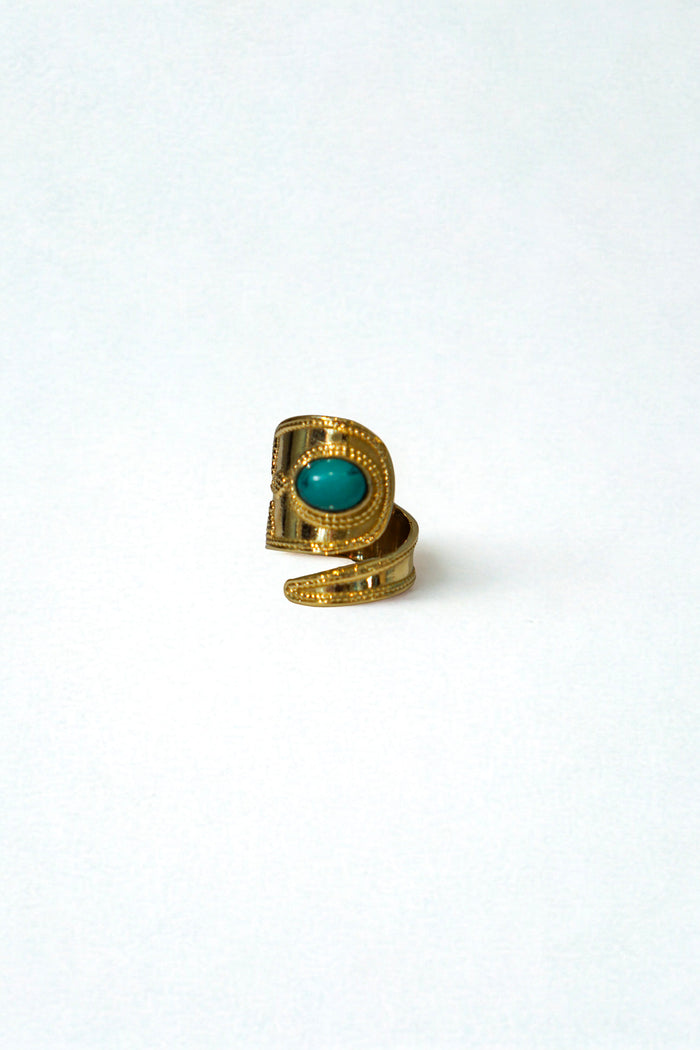 Private Label RINGS Turquoise Gold Turquoise Spiral Cone Ring