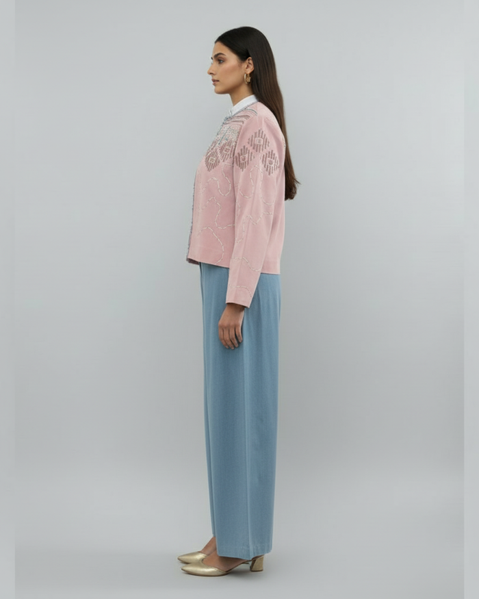 Graphic needle statement jacket