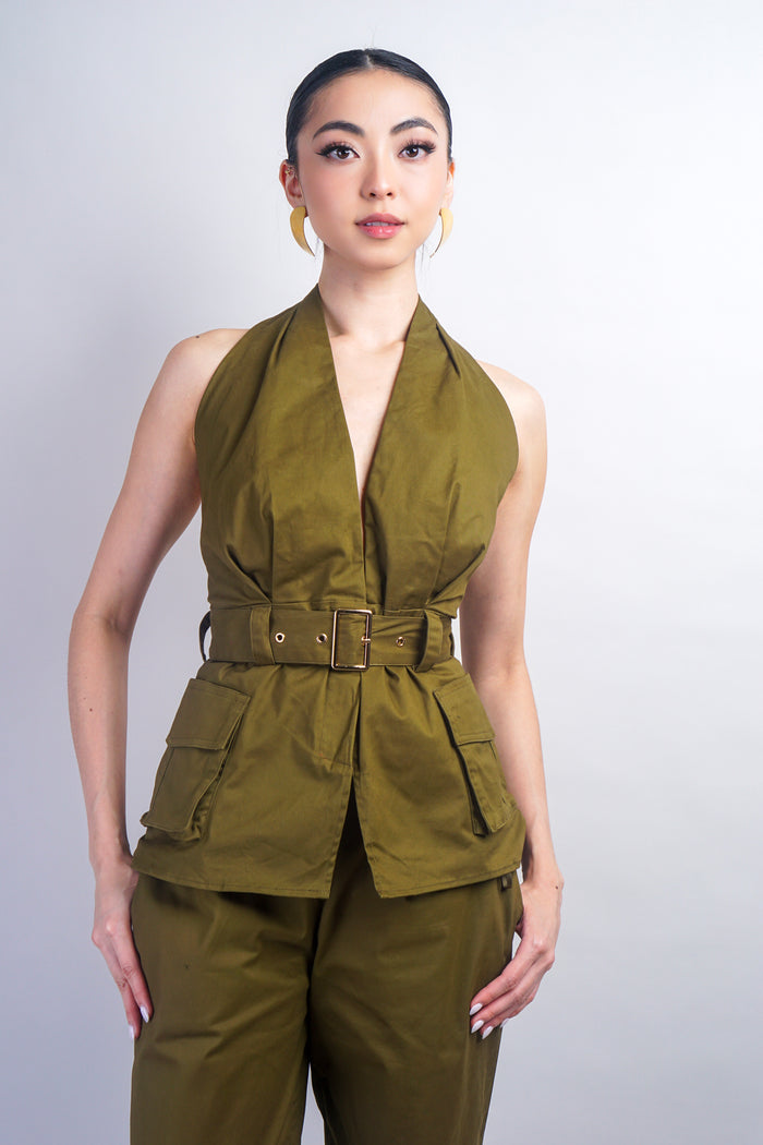 Green Cargo Halter Top