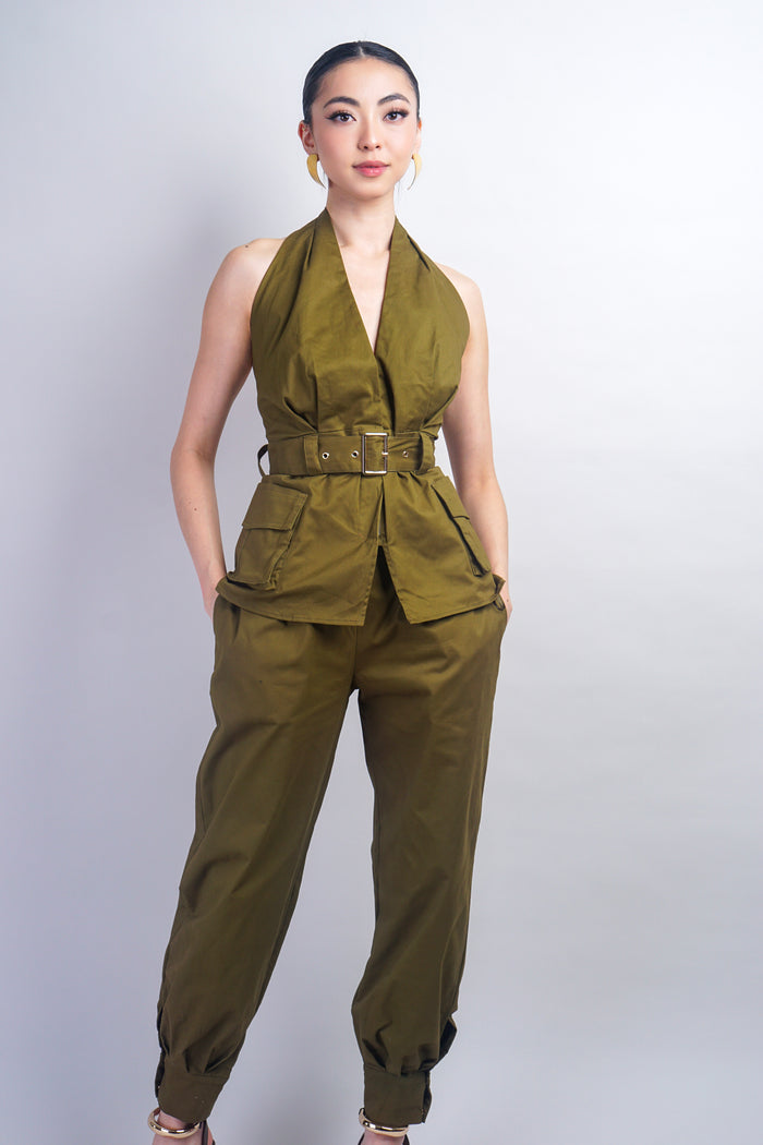 Green Cargo Halter Top