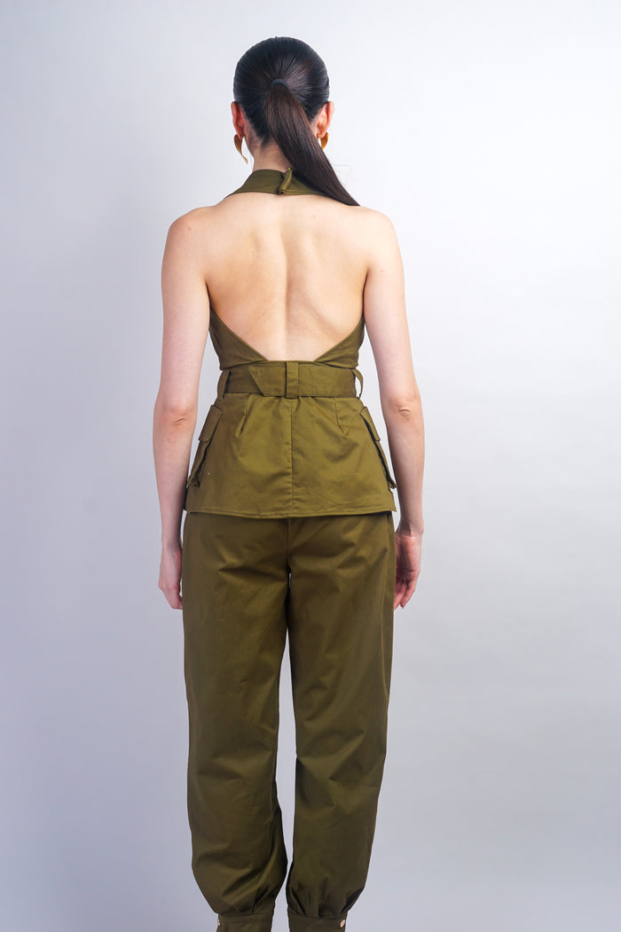 Green Cargo Halter Top