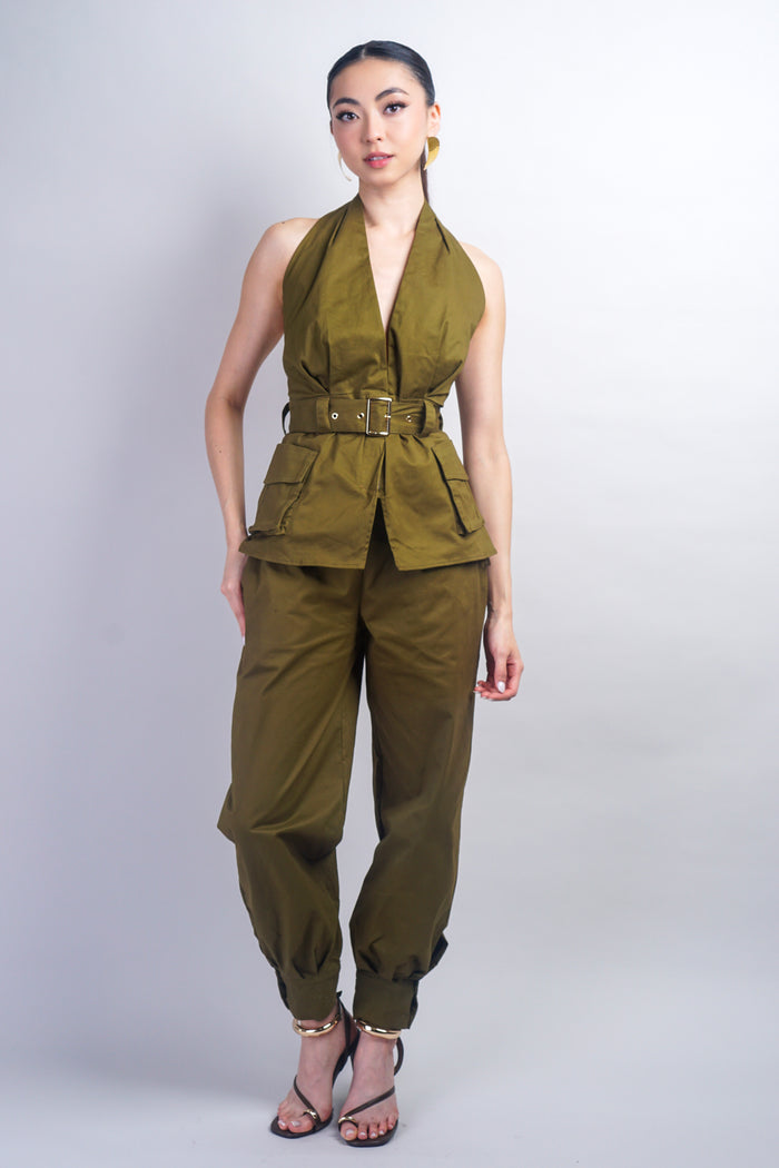 Green Cargo Snap Pants