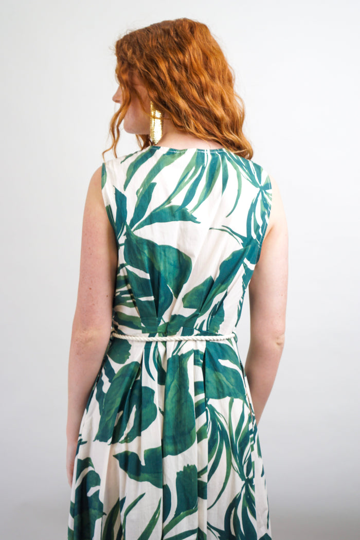 Private Label DRESSES Green & Ivory Wrap Cotton Midi Dress