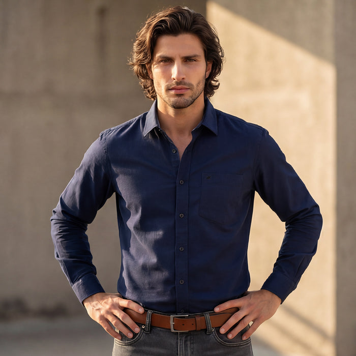 Grey Solid Slim Fit Shirt