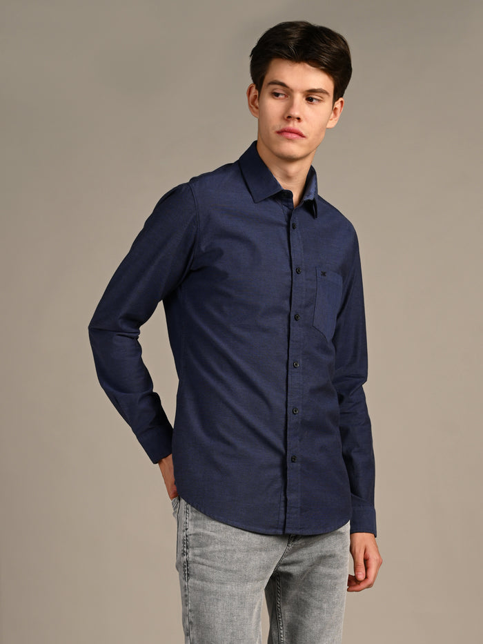 Grey Solid Slim Fit Shirt