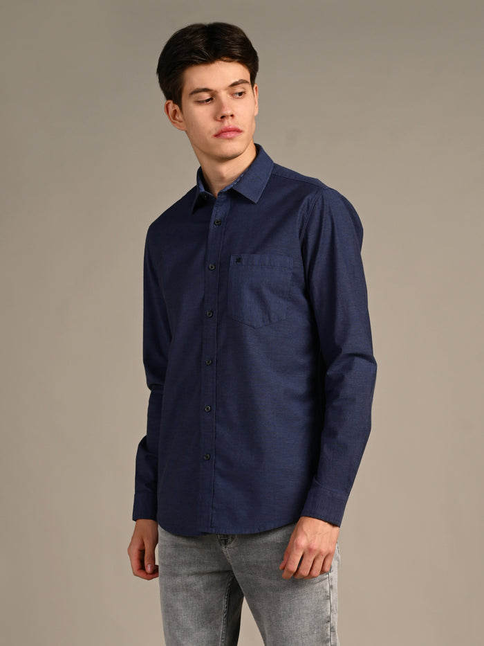 Grey Solid Slim Fit Shirt