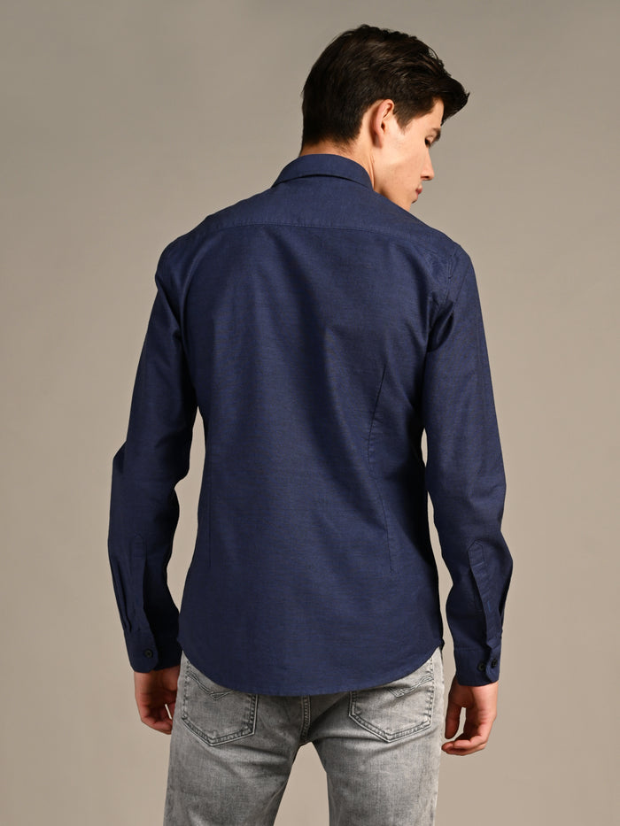 Grey Solid Slim Fit Shirt