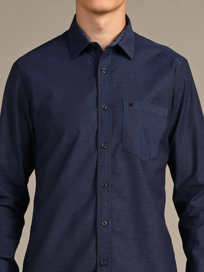 Grey Solid Slim Fit Shirt