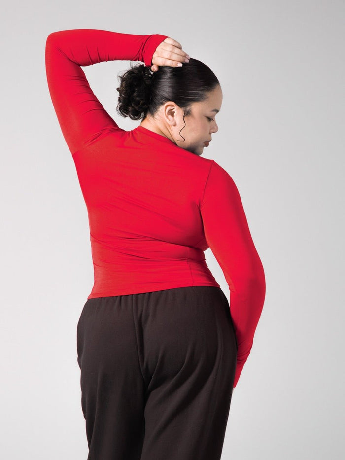 Halo Long Sleeve Hip Tee - Lipstick Red