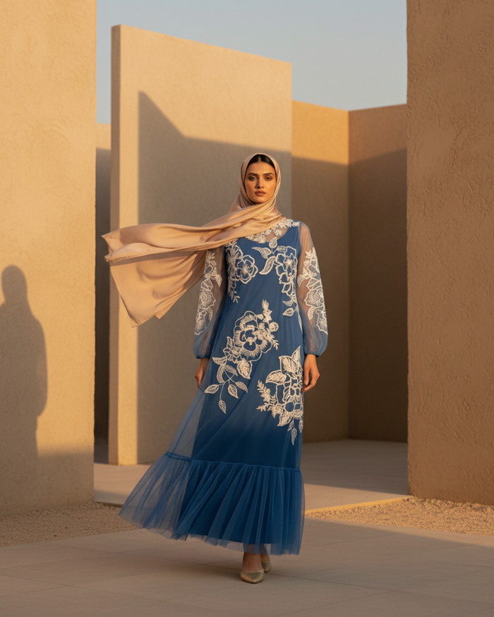 Hand crafted blue sea dress