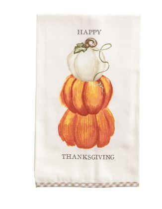 Happy Thanksgiving Gingham Hem Towel
