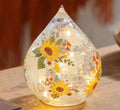 Harvest Blossom LED Table Decor Glass Teardrop Sunflowers