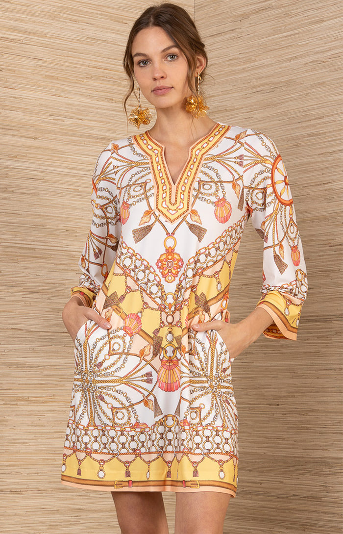Holiday Jersey Dress, color-Gold