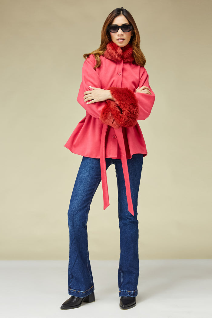 Hot Pink Woolen Cape