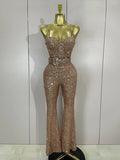 Imani shiny sequins halter backless jumpsuit 2025 for women – luxury bodycon romper for birthday parties and evening events.