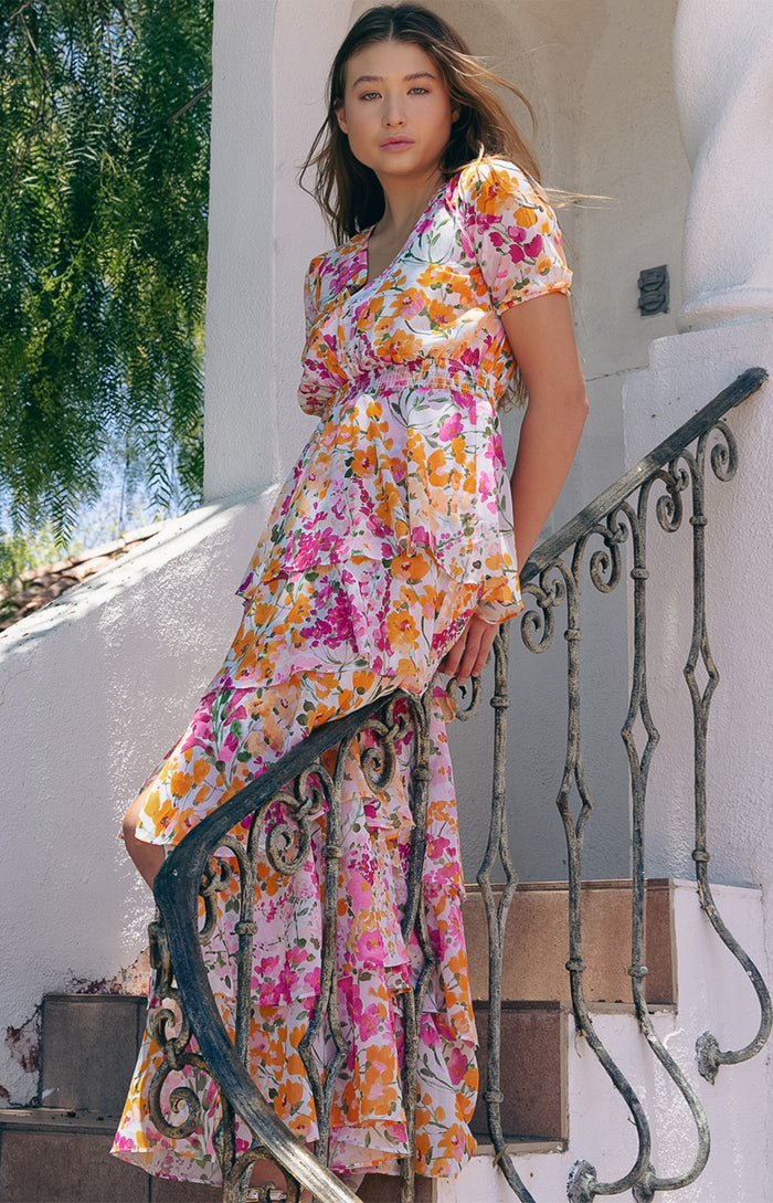 Imogene Chiffon Maxi Dress, color-Pink