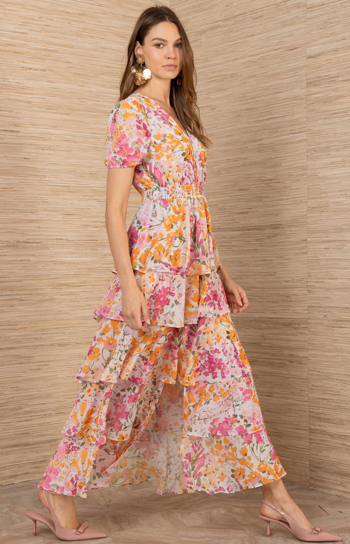 Imogene Chiffon Maxi Dress, color-Pink