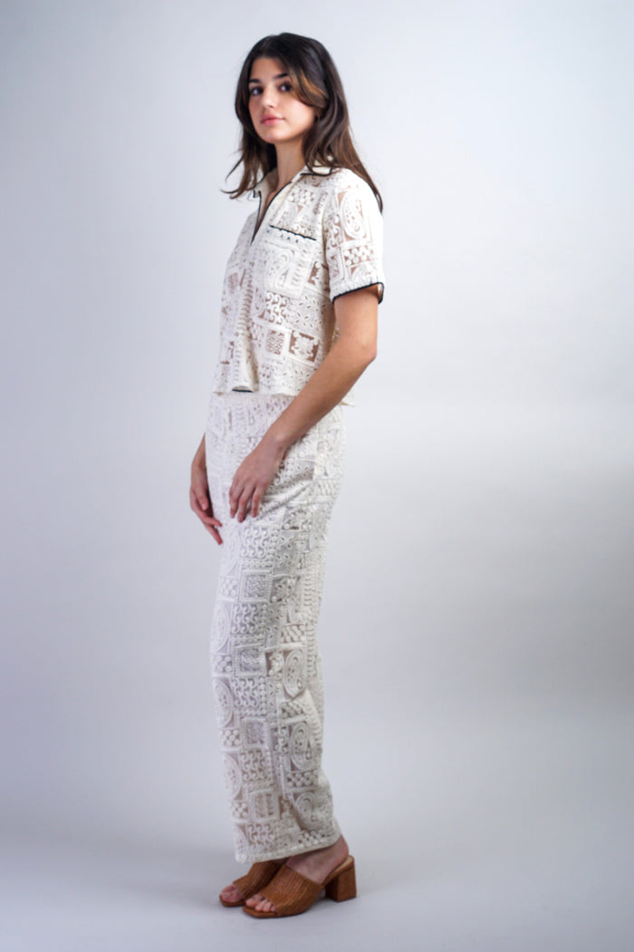 Private Label PANTS Cream Crochet Pants