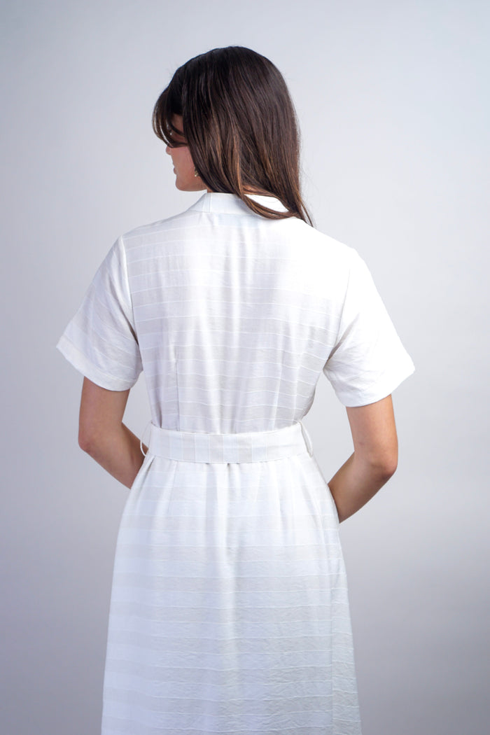 Private Label DRESSES Ivory Striped Belted Shirt Dress
