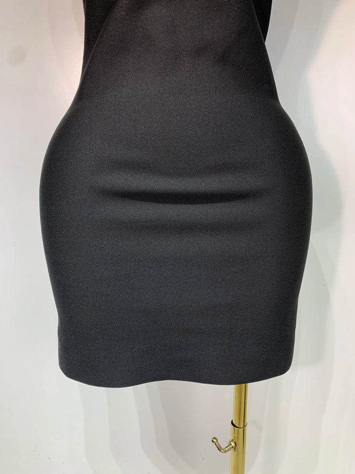 Jae black red sleeveless bodycon bandage mini dress for women. Elegant party outfit for birthdays, nightlife, and evening events.