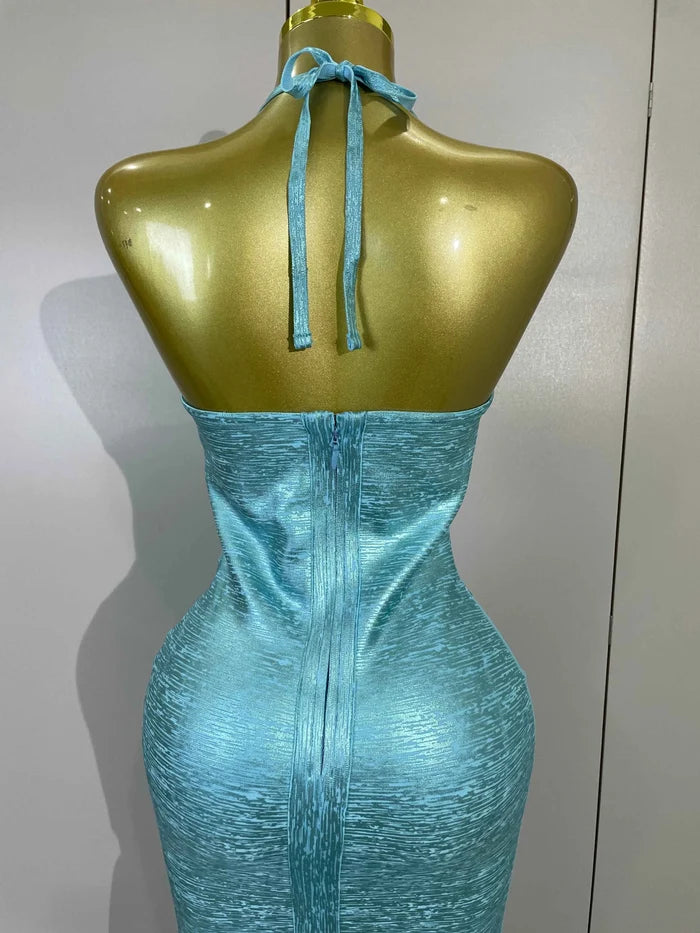 Janet V Neck Mesh Patchwork Bodycon Bandage Dress