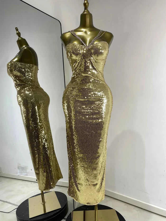 Janine Glitter Sequin Slim Fit Luxury Cocktail Dress