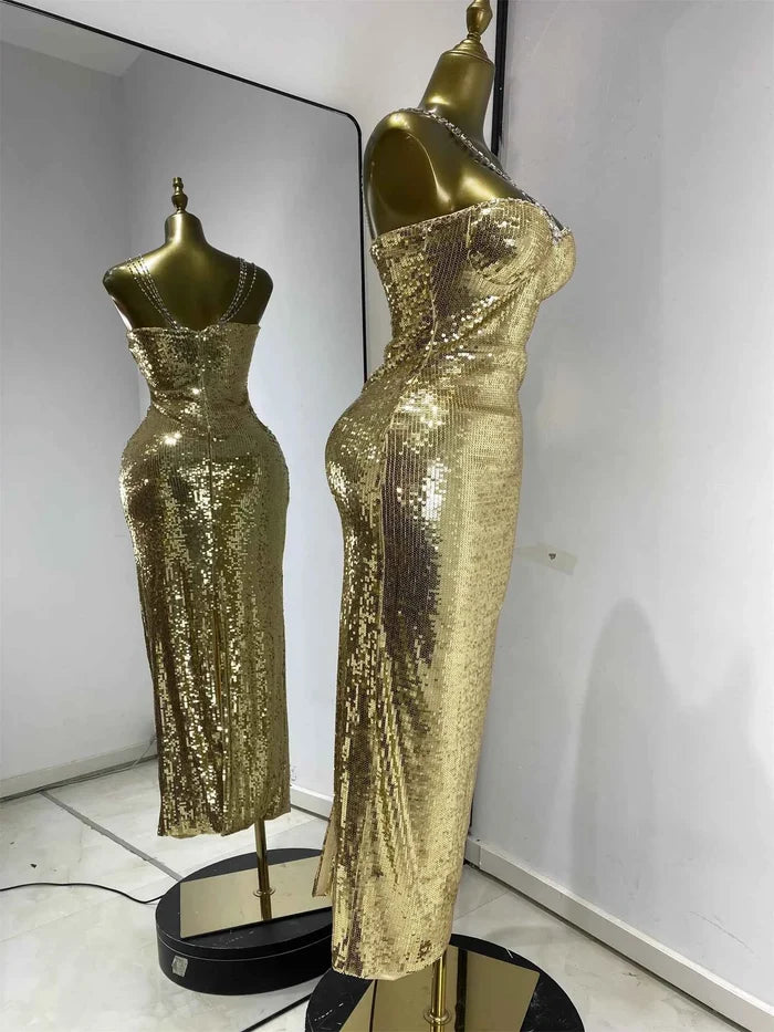Janine Glitter Sequin Slim Fit Luxury Cocktail Dress