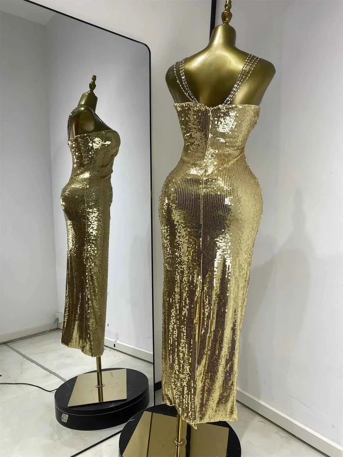 Janine Glitter Sequin Slim Fit Luxury Cocktail Dress