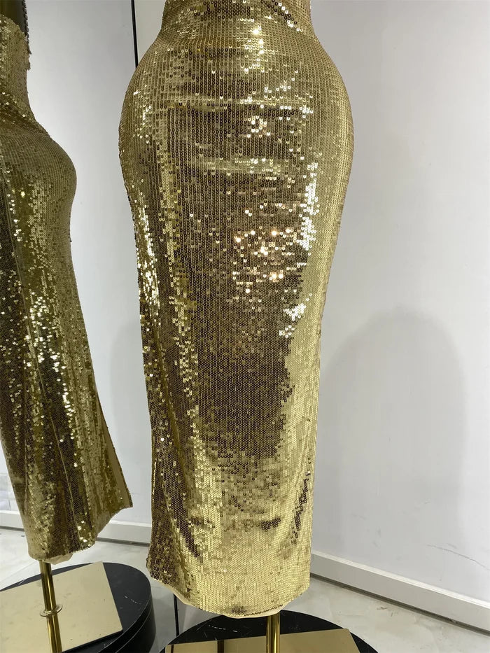 Janine glitter sequin slim fit luxury cocktail dress for women. Elegant party gown for birthdays, homecoming, and evening events.
