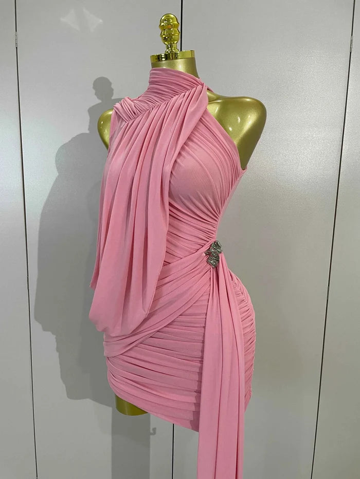 Jenika Off Shoulder Ruched Mesh Tassel Bodycon Mini Dress