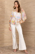 Jill Voile Top, color-Gold