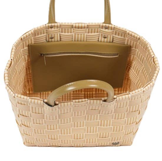 Joy Recycled Handwoven Shopper w/Inside Pocket-Ecru White