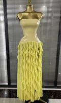 Judy Sleeveless Sequin Ruffle Slim Evening Dress