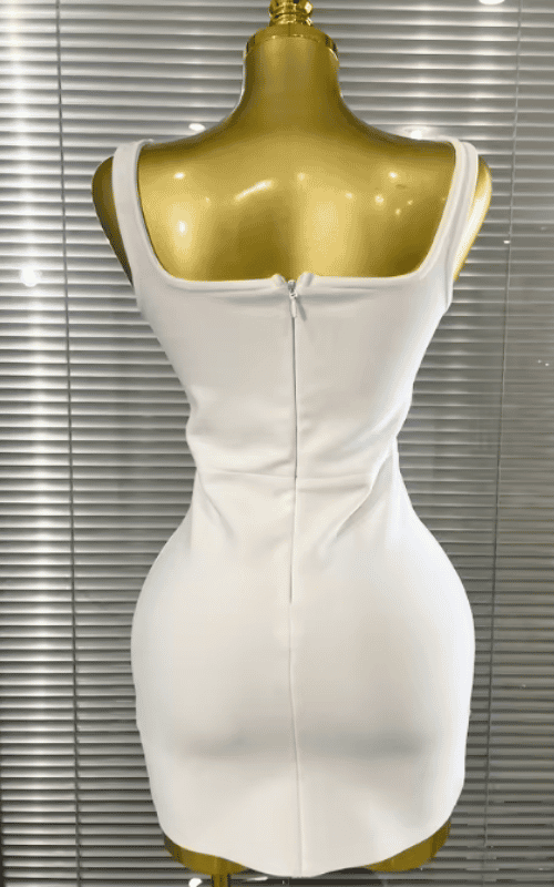 Kai Sleeveless O-Neck Beaded Bodycon Mini Bandage Dress for Women
