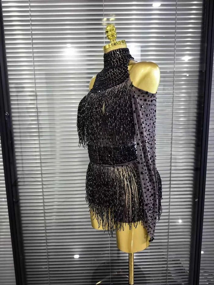 Kanisha Long Sleeve Off-Shoulder Tassel Bodycon Dress