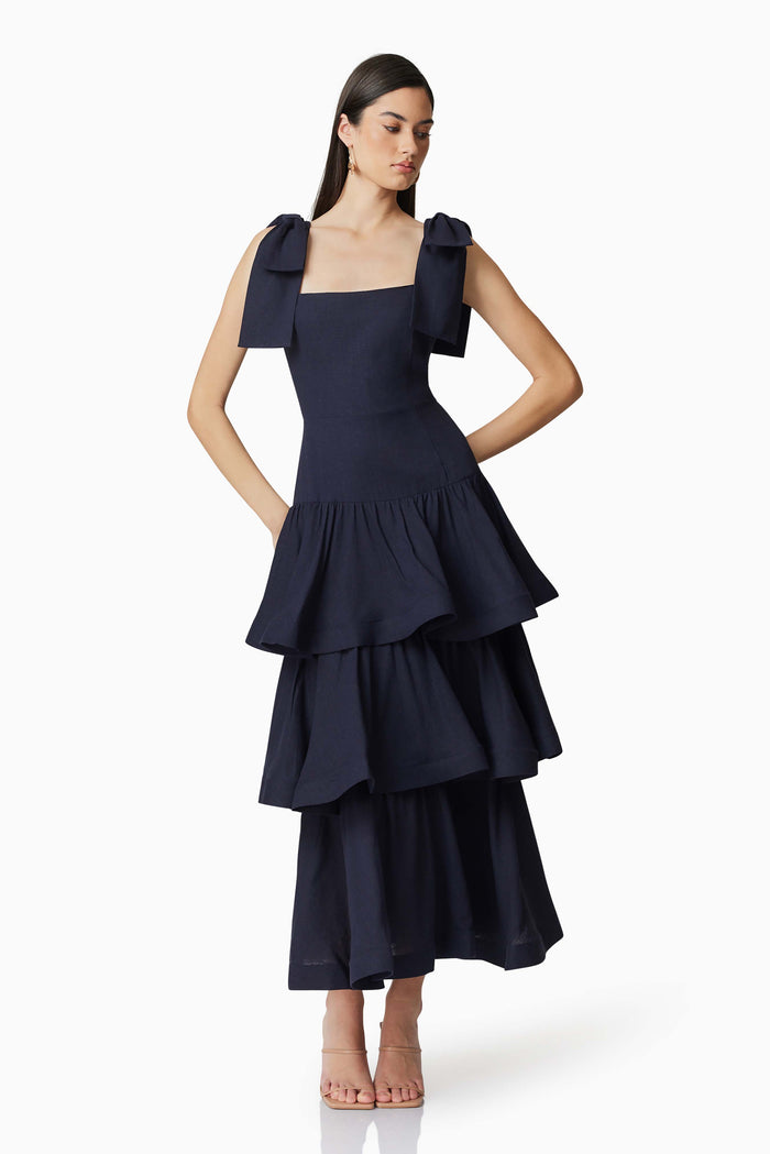 Kara Tiered Maxi Dress Navy Navy - Dress - Elliatt