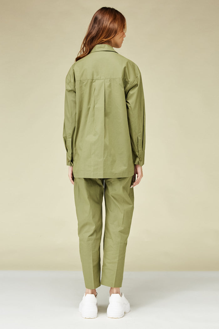 Women Clothing floral green oversized khaki shirt