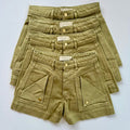 Ki2120 Olive High Waist Denim Shorts