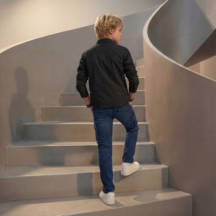 Kid's Black Regular Fit Shirts