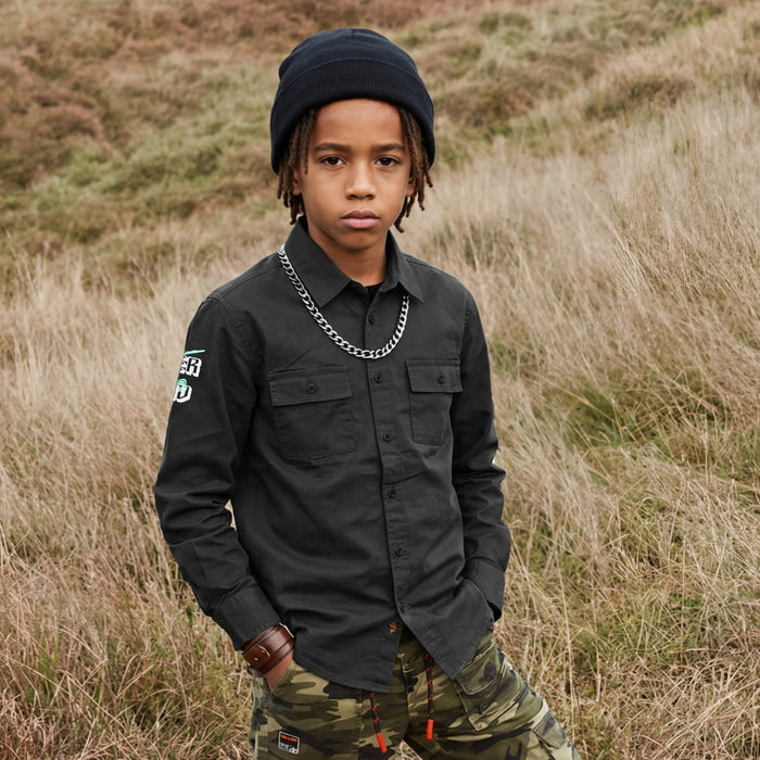 Kid's Black Slim Fit Shirts